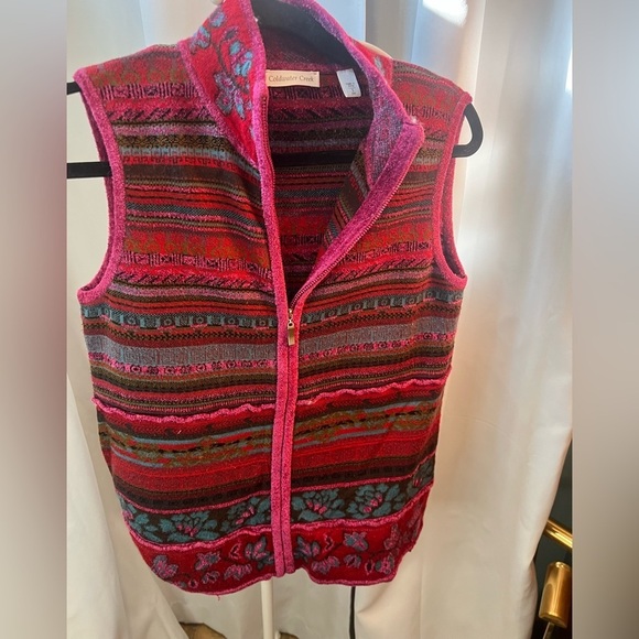 Vintage Coldwater Creek Sweater Cardigan Multicolor Floral Knit Vest Size small - Picture 2 of 5
